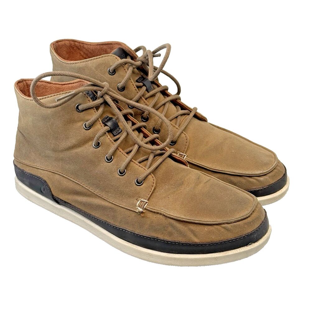 Olukai Nalukai Boot Fox Bone Leather Men's Size 11 EUC Ankle Chukka Shoes